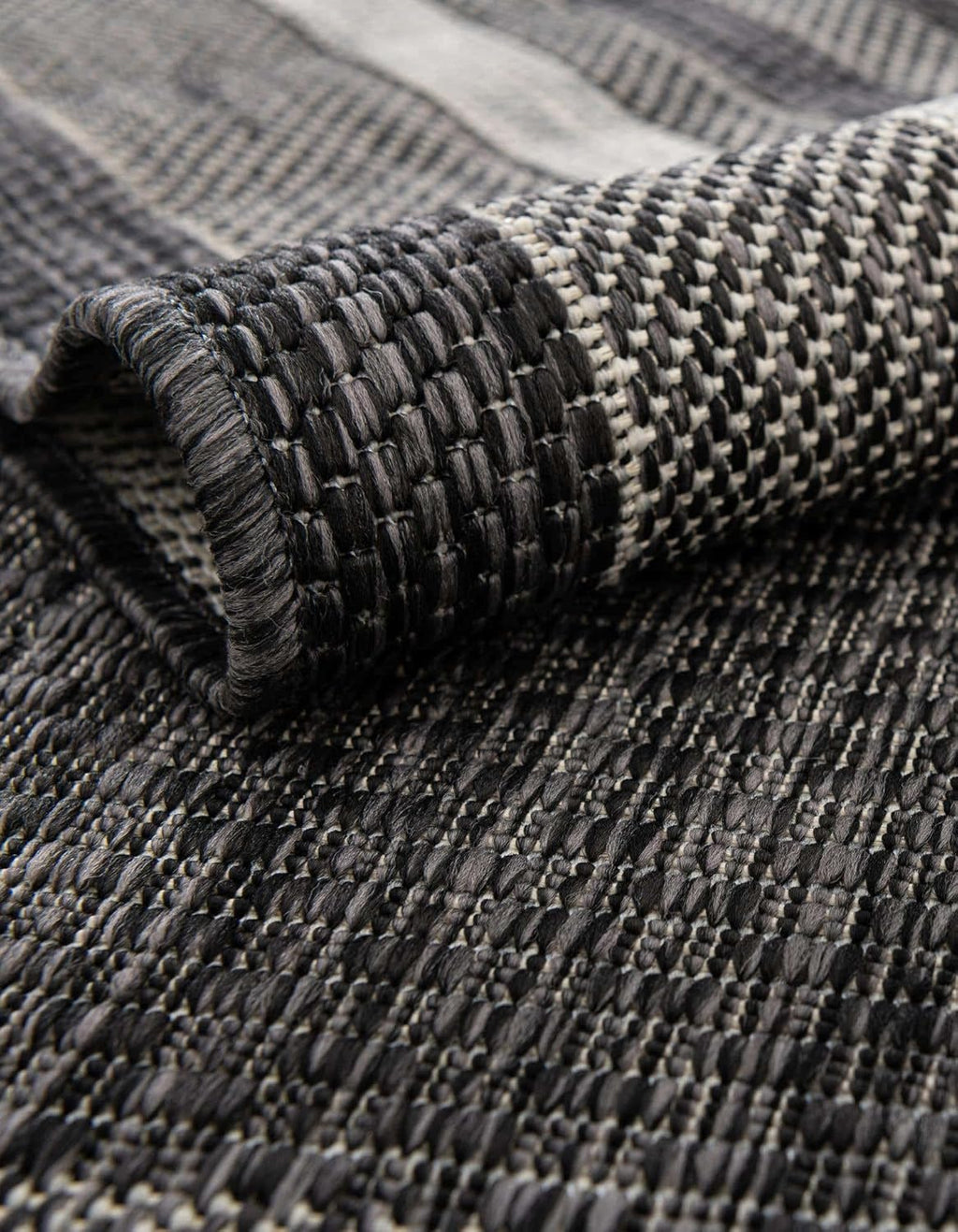 Unique Loom Outdoor Border Collection Area Rug - Soft Border (13' Square Black/Ivory)
