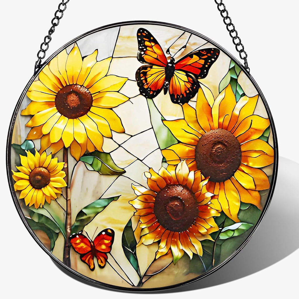 Butterfly Stained Glass Window Hanging, 8 Inch Sun Catchers Indoor Window, Suncatchers for Windows Hanging, Home Decoration and Christmas, Festival, Mother's Day, Birthday, Gifts for Women, Mom