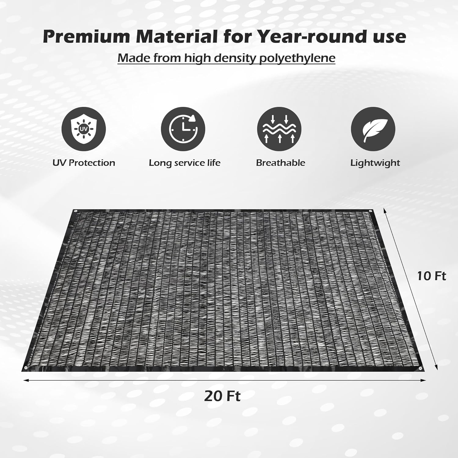 Garden expert 50% Sun Shade Cloth 5x10ft Mesh Tarp with Grommets for Plant Cover Patio Canopy Garden Pergola Greenhouse Car Barn Kennel Black