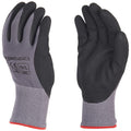 Amazon Basics Micro-Foam Nitrile Coated Work Gloves, Nylon Liner Fiber, Touch Screen, Grey, Size 9/L, 12 Pairs