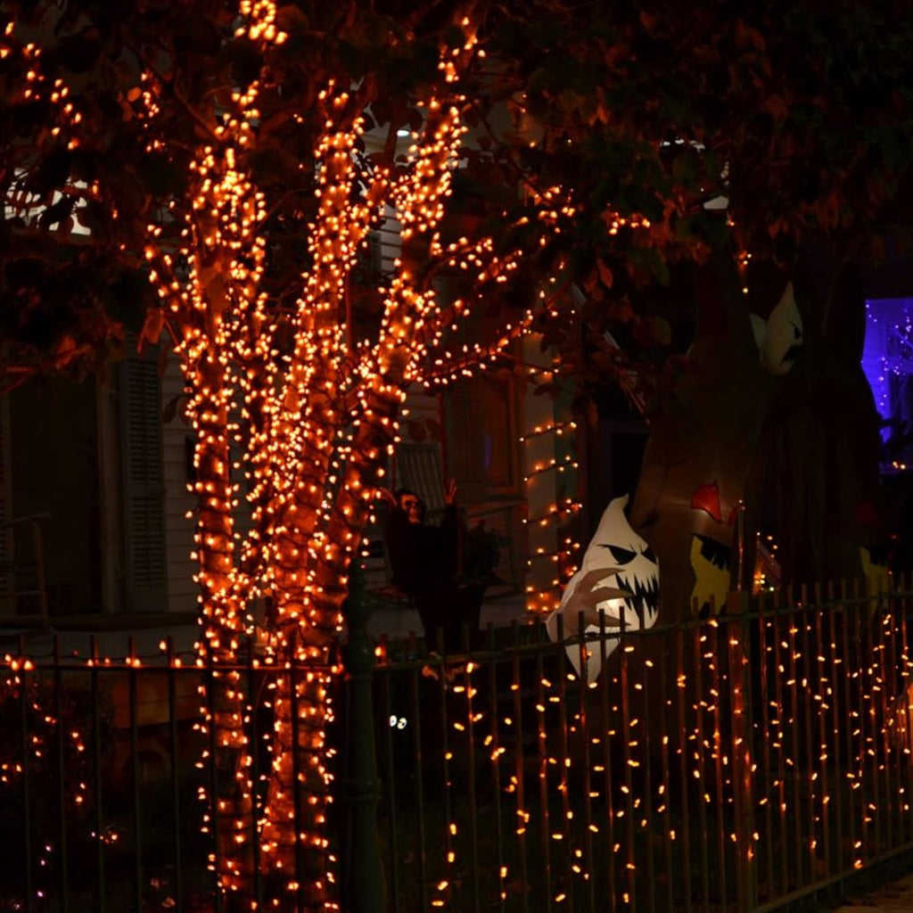 Dazzle Bright Fairy String Lights, Total 40FT 120LED Copper Wire Battery Operated Waterproof Lights, Halloween Decorations for Indoor Home Outdoor Garden Patio Yard Party Decor (Orange, 2)