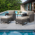HUMMUH 5 Piece Patio Furniture Set All-Weather PE Wicker Outdoor Swivel Rocker Chairs Set of 2 with Ottomans Side Table for Patio,Porch,Garden,Backyard