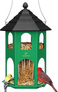 Kingsyard Metal Bird Feeder for Outdoor Hanging, Wild Bird Feeders with Circular Perch, Easy to Clean & Refill, 4 lbs Large Seed Capacity, Green