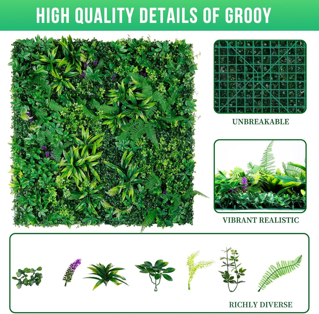 Artificial Boxwood Panels, Grass Wall Panels 20"x20"(12pcs), Privacy Hedge Fence Screen with UV Protection, Fake Greenery Backdrop for Indoor Wedding and Outdoor Garden Backyard