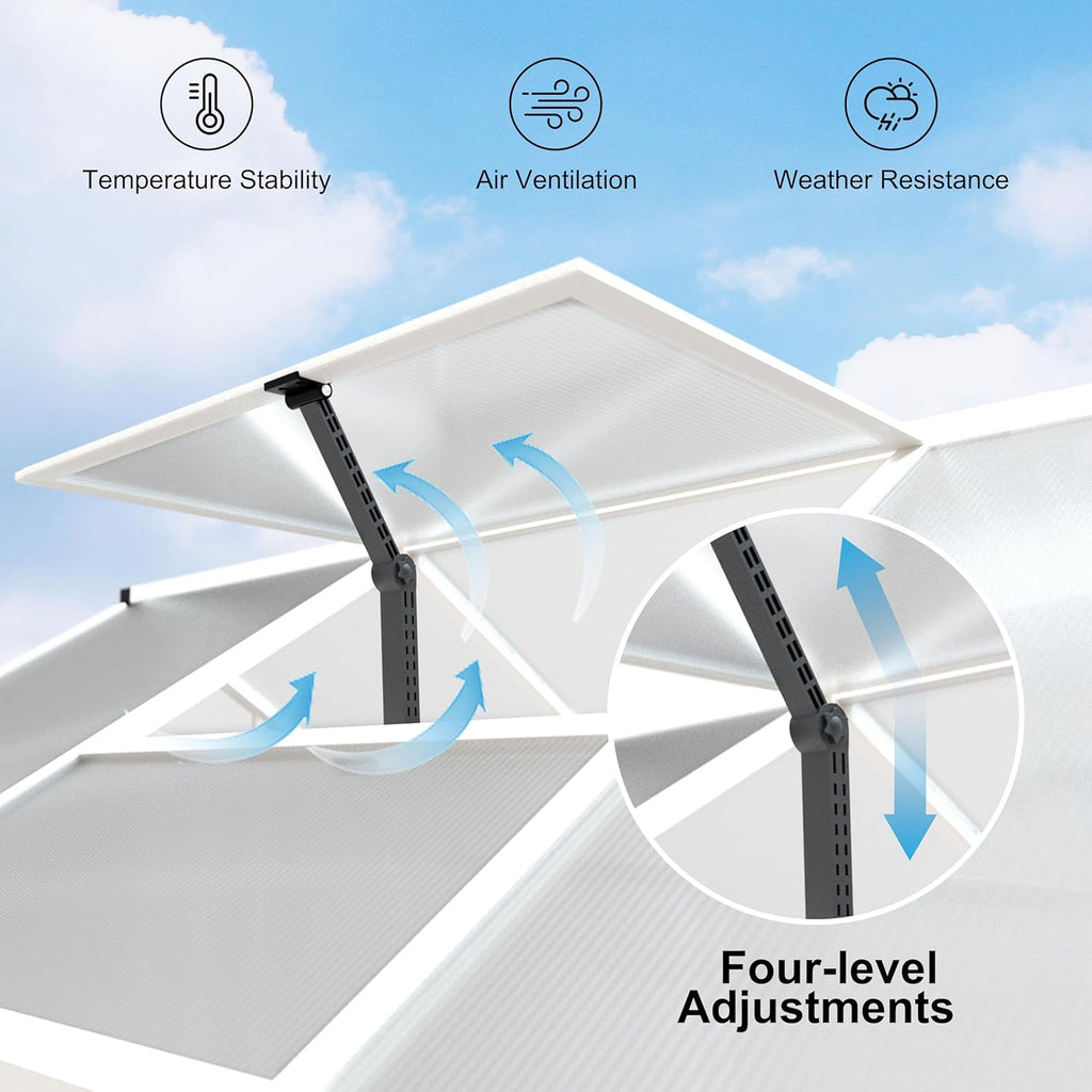 6' x10' Double-Wall Polycarbonate Aluminum Greenhouse Kit for Outdoor, Walk-in Greenhouse with Lockable Door and Adjustable Roof Vent, Backyard Garden in Winter, White