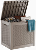 31 Gallon Outdoor Deck Box,Storage Lockable Waterproof Patio Furniture,Garden Tools,Cushions,Pool Accessories Outside Storage Resin Box(Grey)