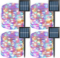 YEGUO Solar Fairy Lights Outdoor Waterproof, 4 Pack Each 33ft 100 LED String Lights, 8 Modes Silver Wire Twinkle Lights (Multicolor)