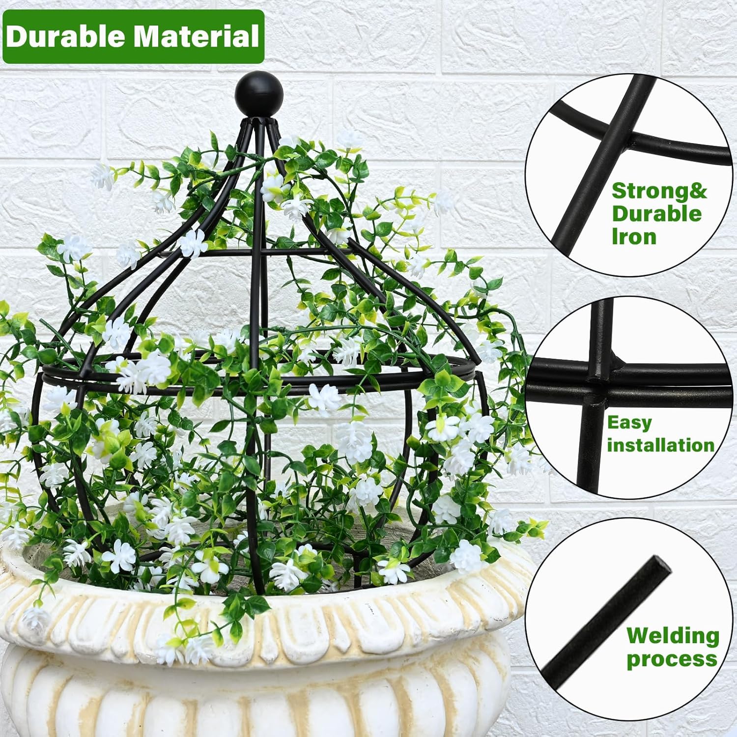 Sturdy Metal Garden Obelisk Trellis for Climbing Plants - 12" x 8.1" Versatile Support for Roses, Topiaries & Houseplants - Easy to Assemble, Durable & Decorative for Indoor/Outdoor Displays