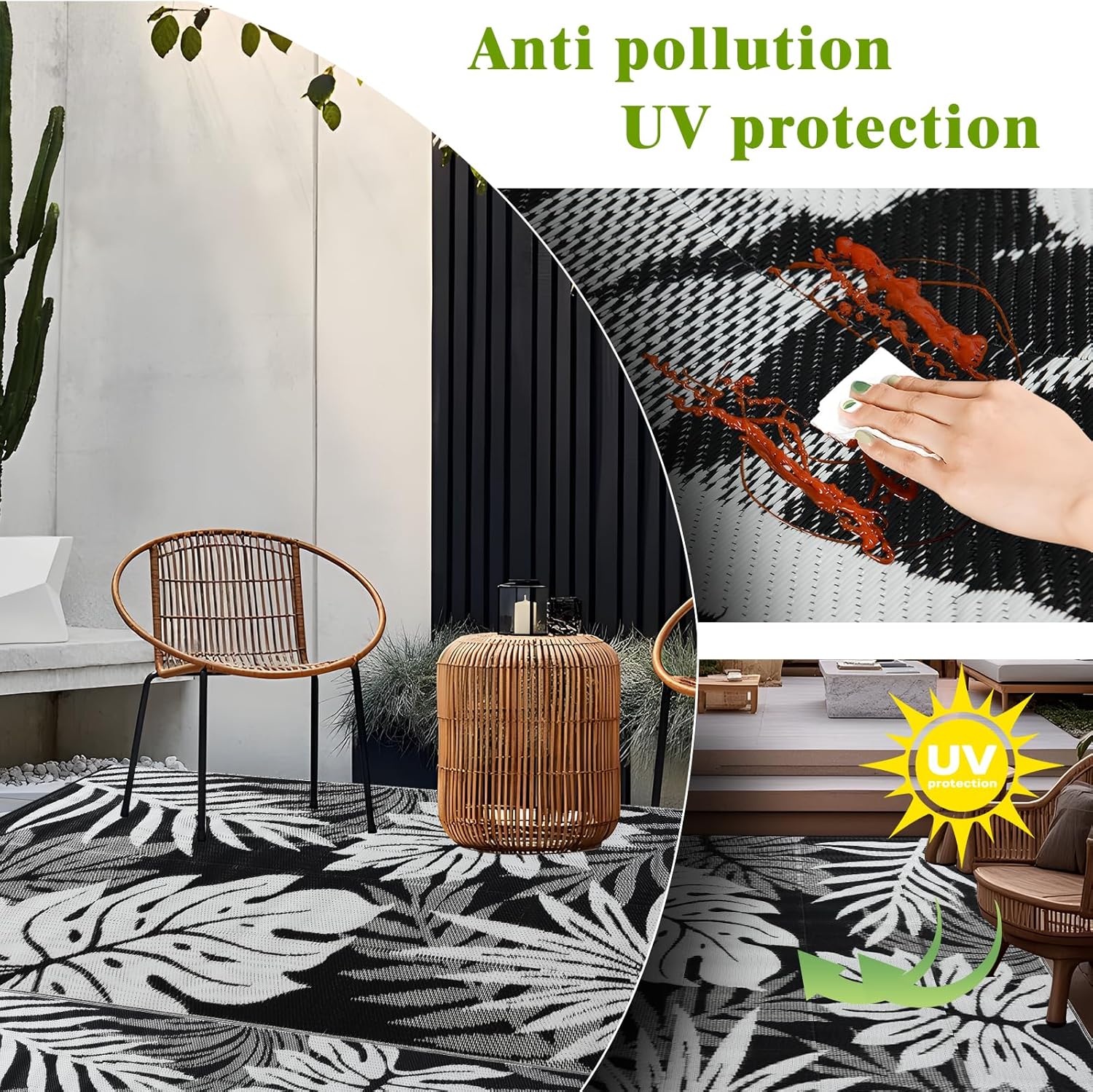 Outdoor Rug 8x10 ft Waterproof, Reversible Outdoor Plastic Straw Rug for Patios Clearance, Outdoor Area Rug Carpet RV Mat for Camping Backyard Deck Porch