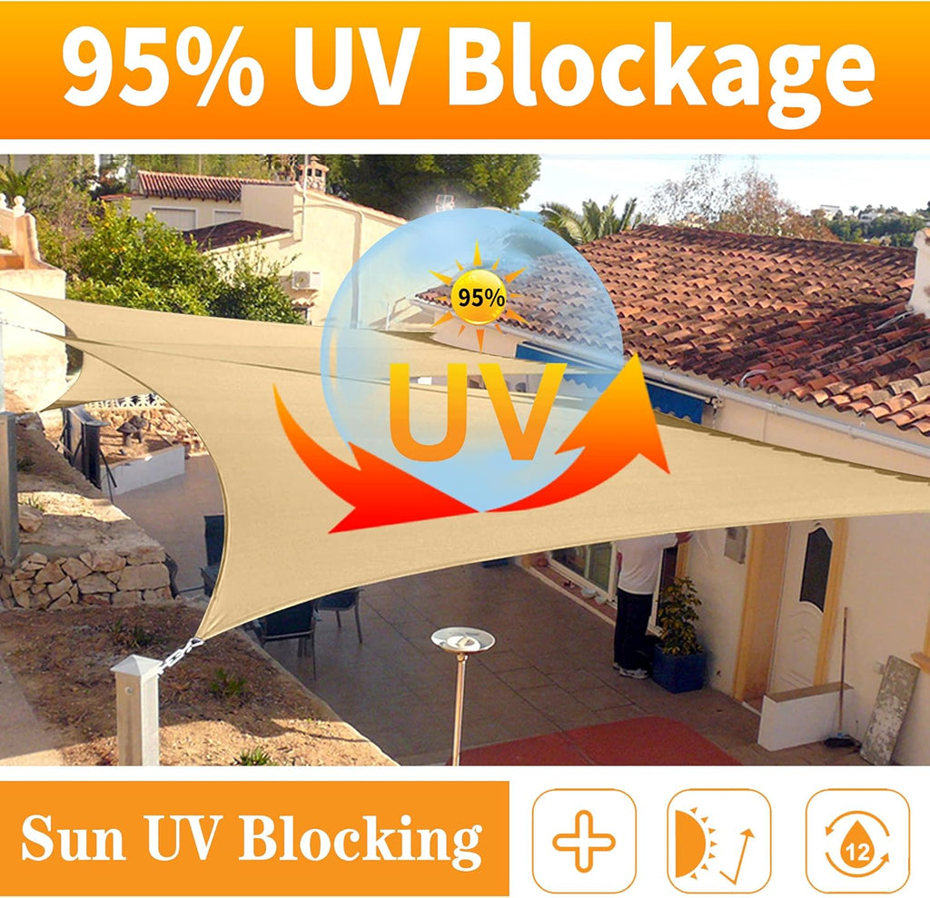 14' x 14' Black Square Sun Shade Sail SSP1212 Canopy Durable Fabric UV Block Awning We Make Custom Orders