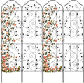 hogardeck 4 Packs 84 * 19 inch Metal Garden Trellis for Climbing Plants Outdoor,Heavy Duty,Black Coating Rustproof Trellis for Rose, Vegetable, Flowers, Expandable,Perfect for Training Climbing Plants