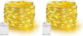 Dazzle Bright Fairy Lights Battery Operated, 2 Pack Total 40FT 120LED Silver Wire Waterproof String Lights, Christmas Decorations for Indoor Outdoor Bedroom Yard Party Decor, Warm White