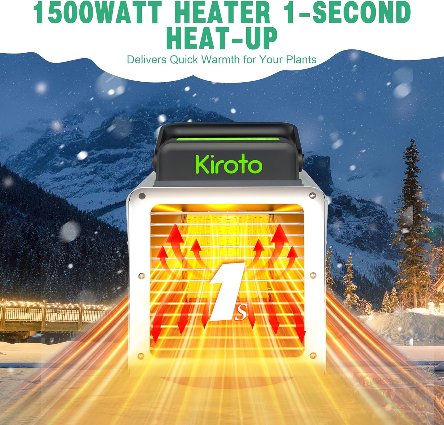 Greenhouse Heater 1500W with APP Remote Control, Greenhouse Heater With Thermostat, Portable Outdoor Heater for Plants Vegetables Flowers,Smart Electric Safe Heater for Green house,Grow Tents,Garage
