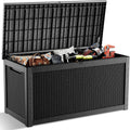 268 Gallon Outdoor Deck Box,Storage Lockable Waterproof Patio Furniture,Garden Tools,Cushions,Pool Accessories Outside Storage Resin Box(Black)