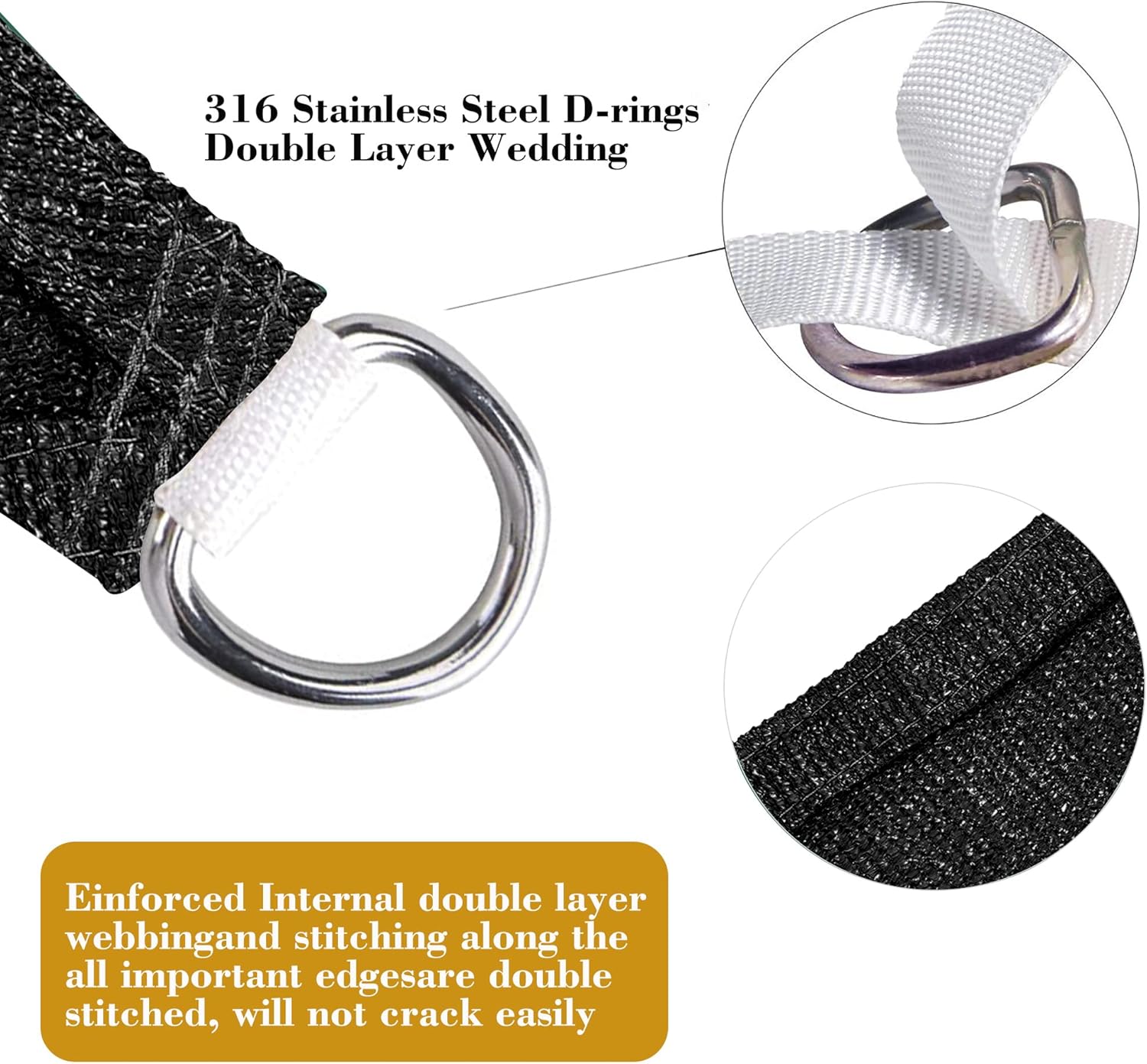 12' x 19' Black Rectangle Sun Shade Sail SSP1212 Canopy Durable Fabric UV Block Awning We Make Custom Orders