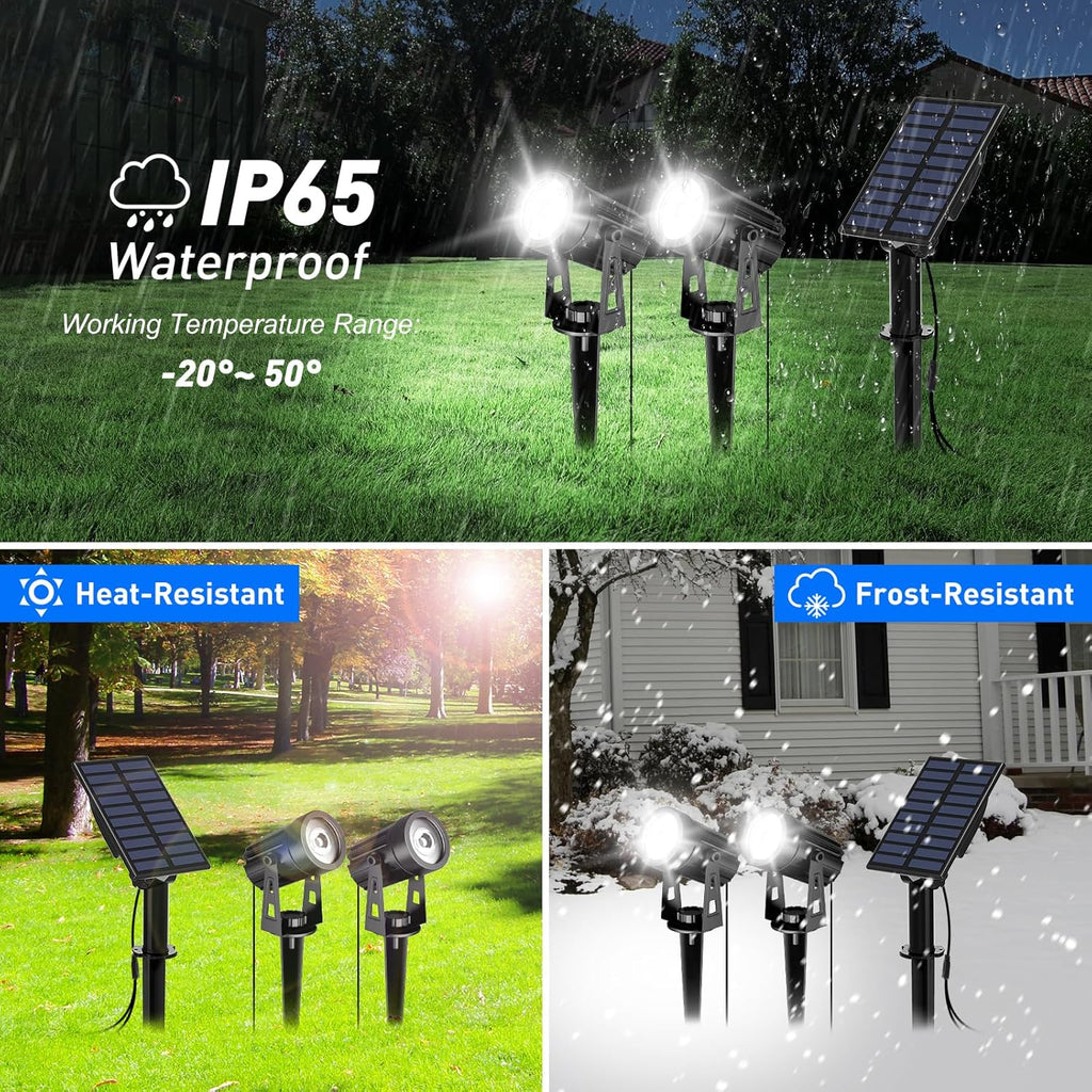 T-SUN Solar Spotlights Outdoor Waterproof, 2-in-1 Solar Landscape Spotlights LED Garden Spot Lights for Yard Tree Garden Pond Pool Area (White)