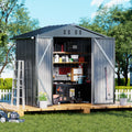 COMHOMA Shed Outdoor Storage Shed Metal,Lockable Doors Tool Sheds with Sloping Roof,Steel Garden Shed with Air Vent for Backyard,Patio,Lawn,Poolside (Dark Grey, 6x4)