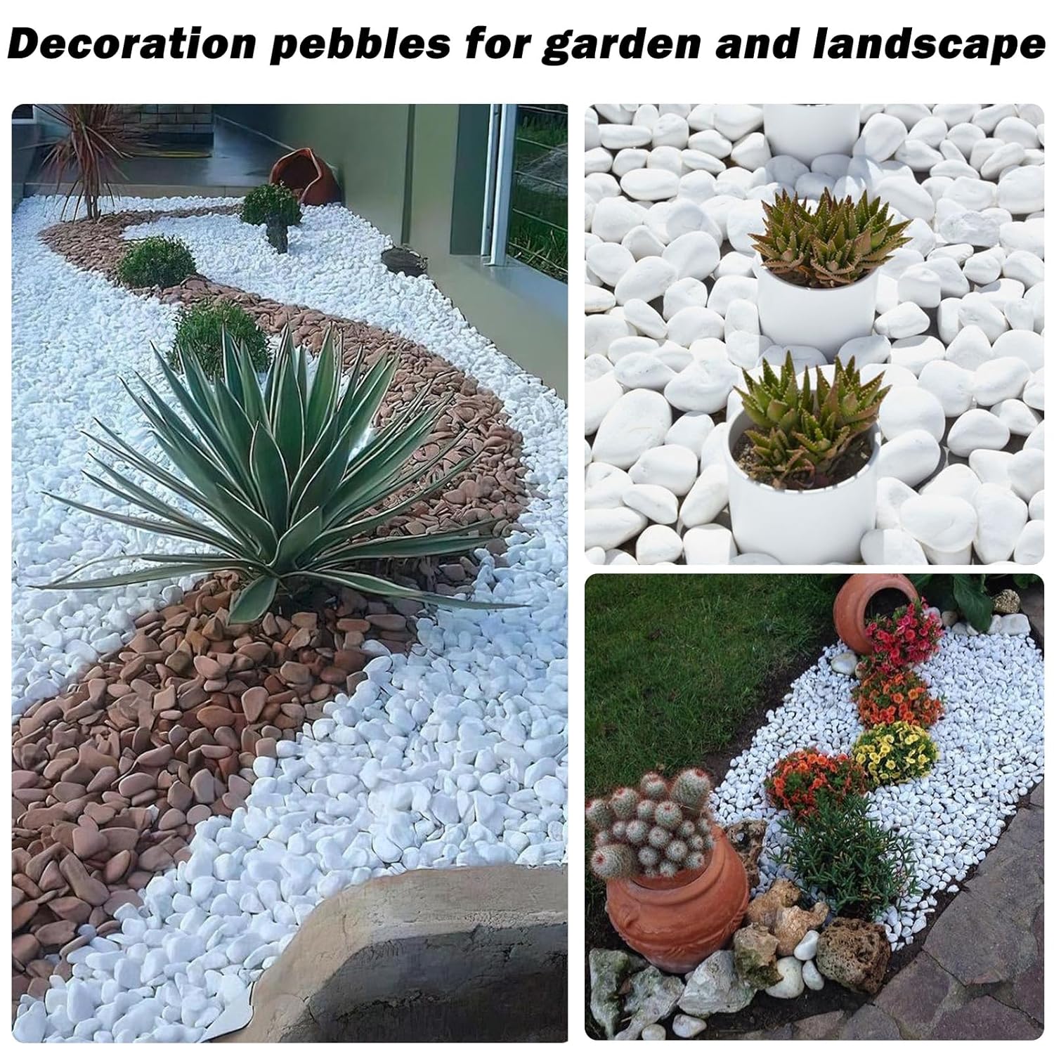 17.6 Lbs Natural River Rocks for Plants 1''-2'' Large Landscaping Garden Stones White Aquarium Gravel Decorative Pebbles for Indoor Outdoor Planters, Big Terrarium Rocks in Bulk, Home Decor