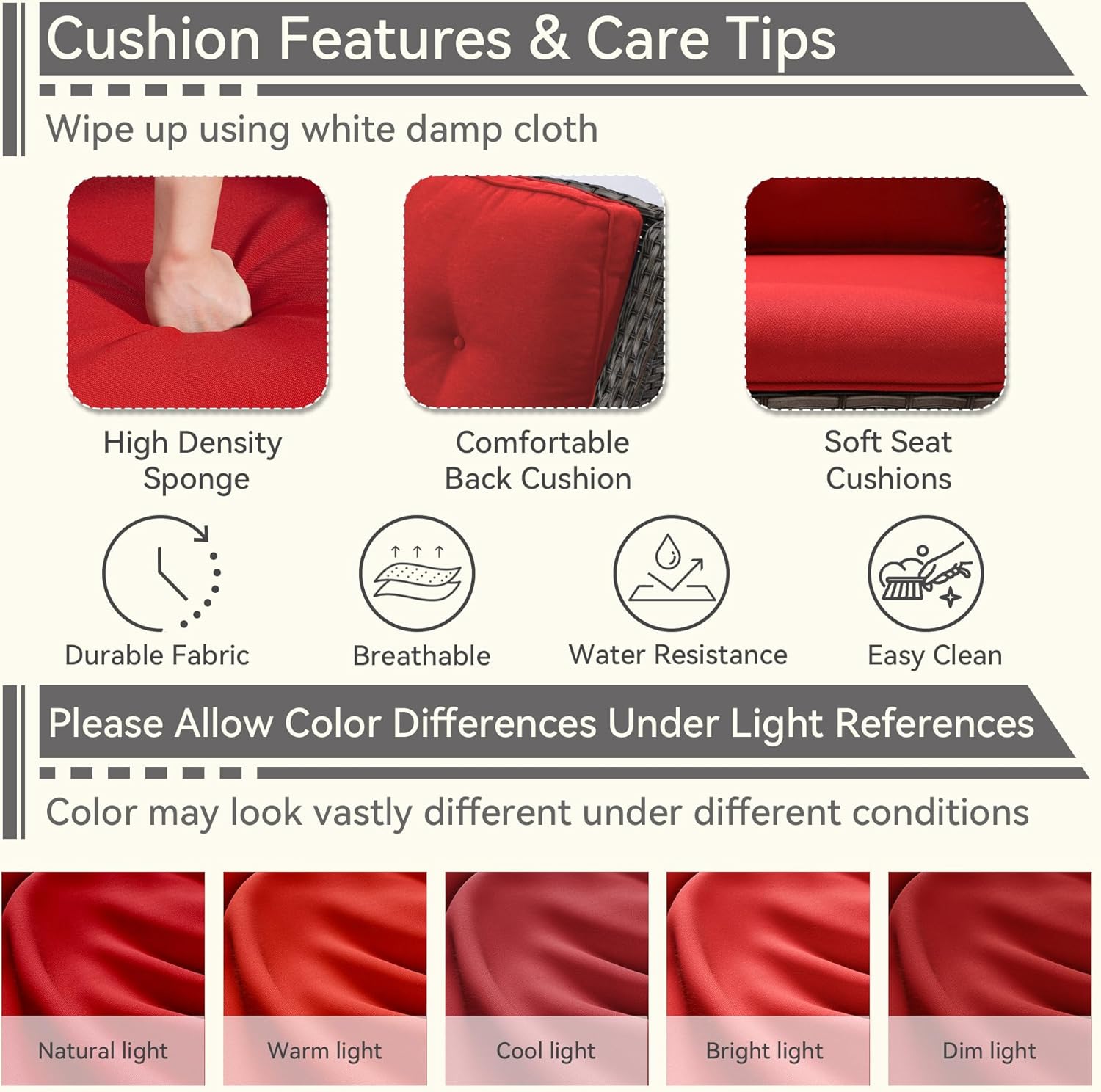 2 Pieces Outdoor Swivel Rocker Patio Chairs Set - Outdoor Wicker Patio Conversation Sets with 1 Side Table, Olefin Fabric Cushions Suitable for Backyard Deck and Porch,Red