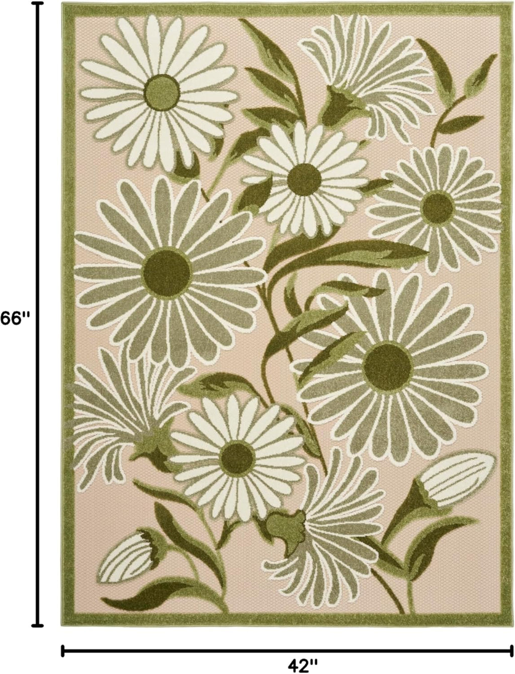 Nourison Home Aloha 4' x 6' Ivory Green Fabric Outdoor Area Rug (4' x 6')