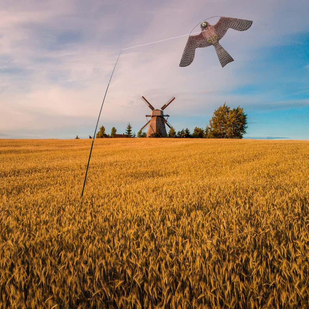 Bird Hawk Flying Kite with Pole Crops Farm Protector Bird Scarer Flying ONLY 4M Pole Without Kite