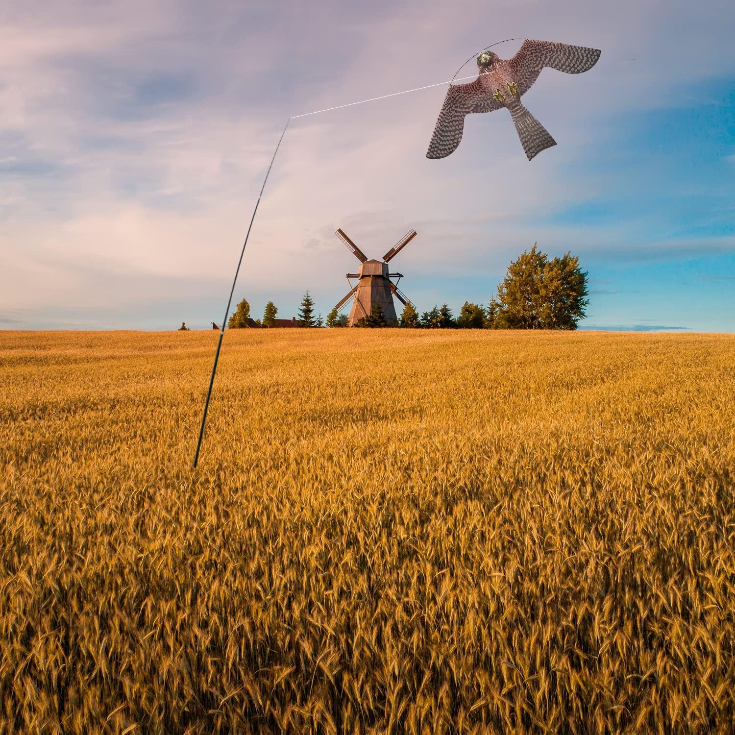 Bird Hawk Flying Kite with Pole Crops Farm Protector Bird Scarer Flying ONLY 4M Pole Without Kite