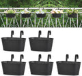 Mkono Metal Railing Planter Box 5 Pack Balcony Hanging Planter for Outdoor Plants with Detachable Hooks and Drain Holes Fence Planters for Any Balcony, Porch or Deck (5, Small)
