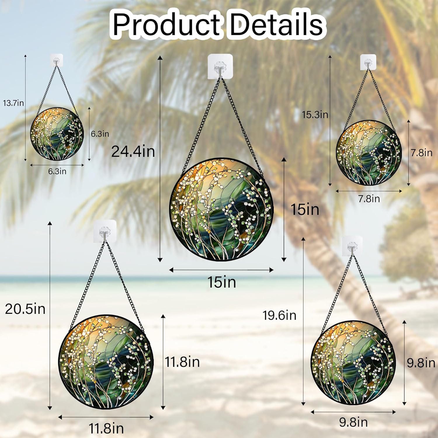 Stained Glass Suncatcher, Yellow Green Gradient Flower Sun Catcher Plants Stain Glass Window Hanging Decoration Mother's Day Birthday Gifts for Women Men Mom and Nana 15 in