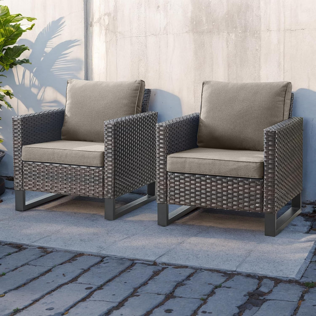 HUMMUH 9 Piece Patio Furniture Set PE Wicker Outdoor Sectional Sofa and Patio Swivel Chairs Outdoor Chairs Storage Box Ottomans for Porch,Garden,Backyard,Deck(Brown/Grey)