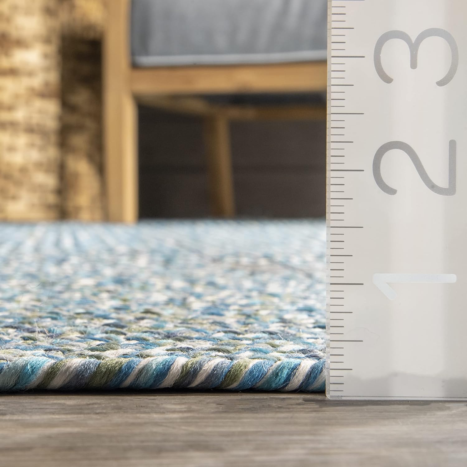 nuLOOM 3' x 5' Solid Hand Braided Indoor/Outdoor Area Rug, Pet-Friendly, High Traffic, Weather Resistant, for Patio, Balcony, Bedroom, Living Room, Dining Room, Wynn Aqua
