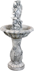 Sunnydaze Fairy Flower Solar Water Fountain - 42-Inch Outdoor Water Feature with LED Light - for Garden, Patio, Decks