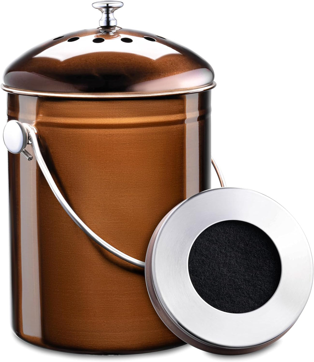 EPICA Countertop Compost Bin Kitchen | 1.3 Gallon | Odorless Composting Bin with Carbon Filters | Indoor Compost Bin with Lid | Stainless Steel Kitchen Composter for Food Scraps & Waste Recycling