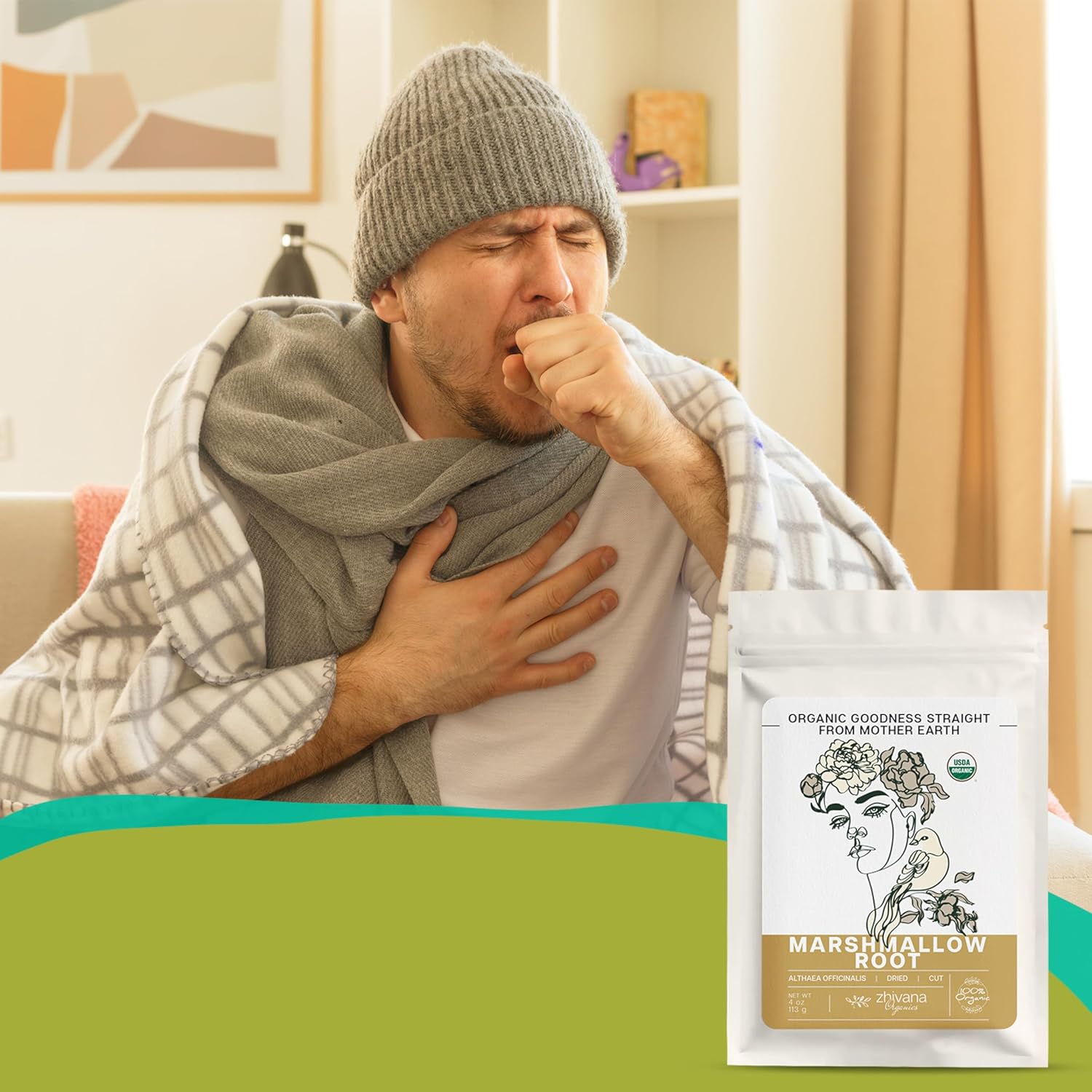 Marshmallow Root Tea (Althea Officinalis) – Organic Marshmallow Root – Throat Tea - Gut Lining, Digestion, Respiratory Health - Blood, Bones, Skin, Hair - Marshmellow Herb – 4 Ounces