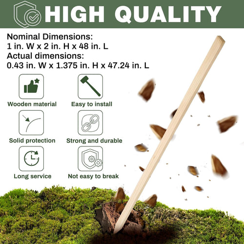 20 Pieces Wooden Garden Stakes 48 Inch Grade and Survey Stakes Wooden Garden and Sign Posts for Plant Support Silt Fence Yard Farm Survey Boundaries Baselines