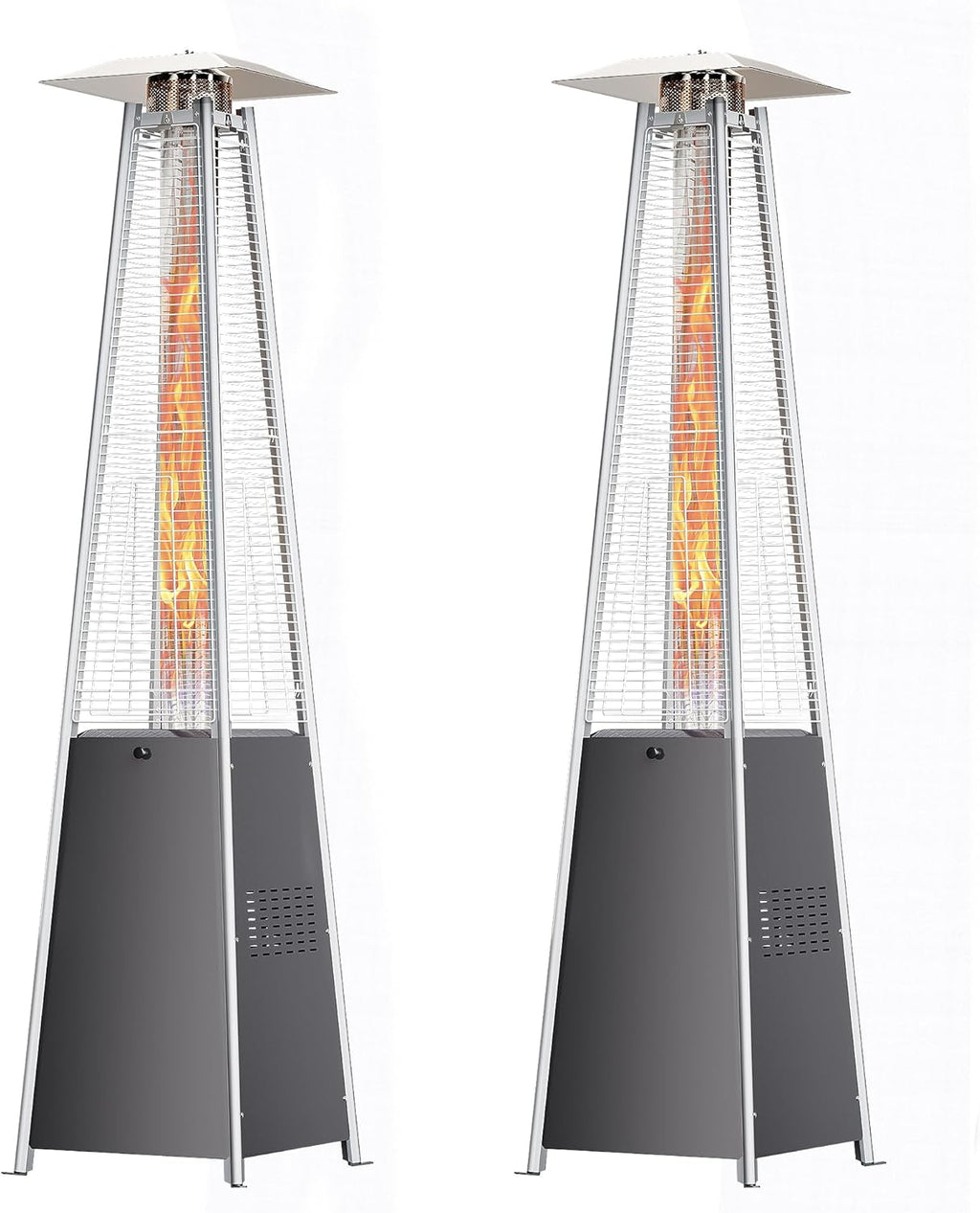 Patio Heater With Glass Tube, 48000 BTU Propane Patio Heaters For Outdoor Use With Cover & Wheels, Commercial Outdoor Heater For Patio Backyard, Multiple Protection System (Gray) (2 heater)