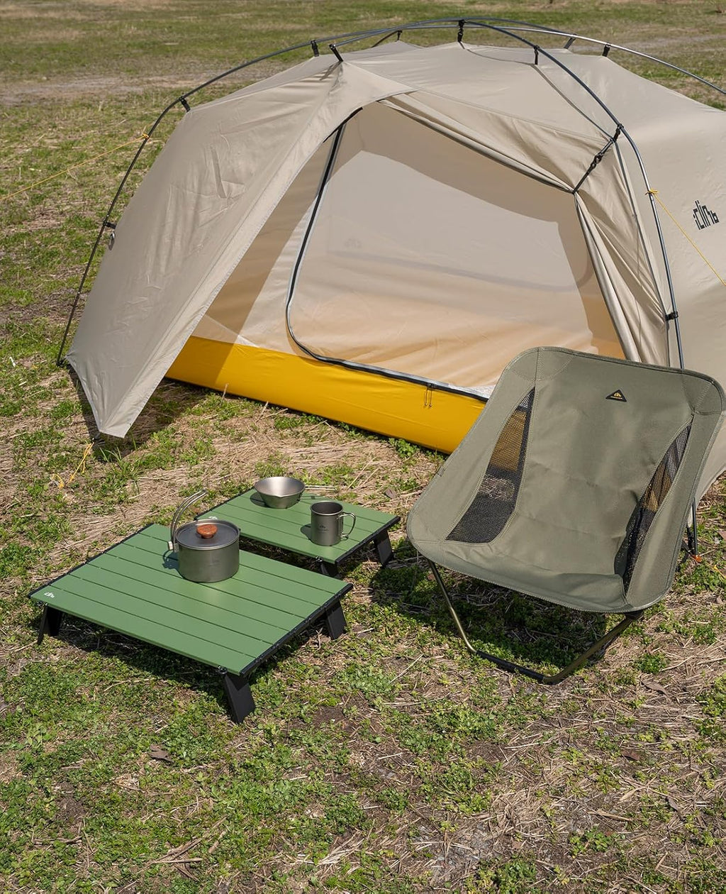 iClimb Ultralight Compact Mini Beach Picnic Folding Alu. Table with Carry Bag, Two Size (Green, L)