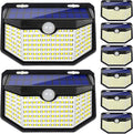 HMCITY 120 LED Outdoor Solar Lights with Motion Sensor and 3 Lighting Modes, IP65 Waterproof Wide Solar Wall Lights Ideal for Garden Patio Yard (Front Button 8Packs, Daylight White)