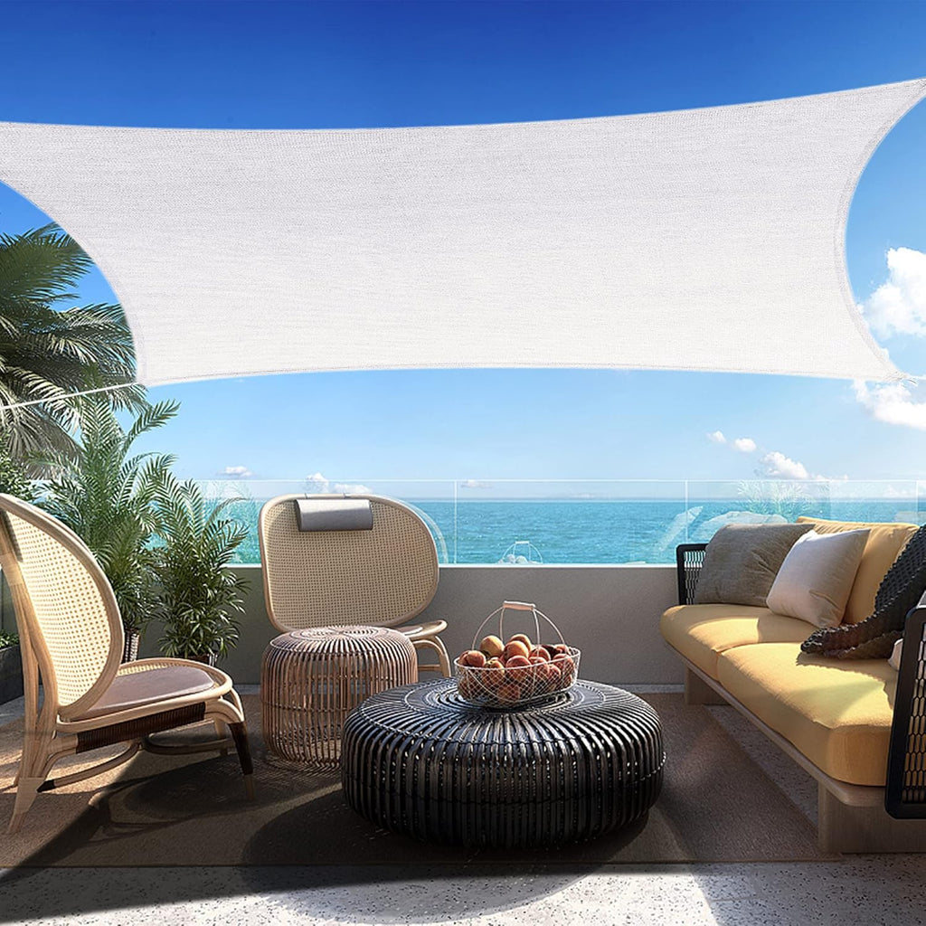 8' x 19' White Rectangle Sun Shade Sail SSP1212 Canopy Durable Fabric UV Block Awning,We Make Custom Orders