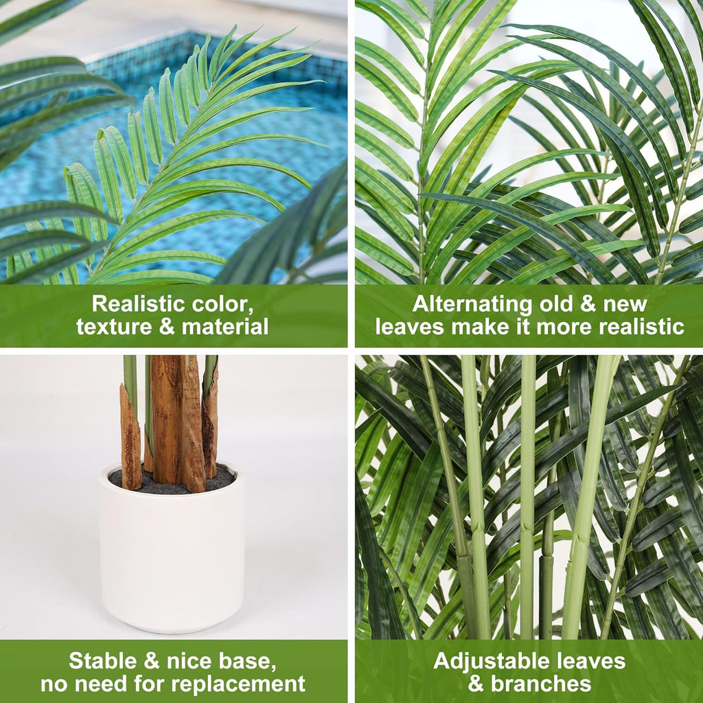 Faux Palm Tree 6.6Ft Tall Artificial Plants Indoor Silk Green Floor Big Large Fake Potted Plant Artificial Decor for Home Office Living Room Outdoor