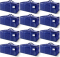 12 Pack Extra Heavy Duty Large Moving Bags with Strong Zipper & Carrying Handles, Sturdy Clothes Storage Bags Totes Bins, Packing Bag Move Boxes College Moving Supplies, Dark Blue - 24 gal