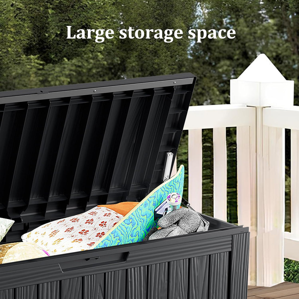 80 Gallon Outdoor Cushion Storage - Waterproof Deck Storage Box & Patio Storage Box, SpaceMax Resin Chest with Lock for Pool/Garden Tools, UV-Resistant, Onyx Black