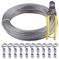 1/8" Wire Cable, 200ft Wire Rope Metal Cable with Loop Sleeve, Steel Thimble Cutter, 7x7 Marine Stainless Steel Strand Core Perfect for Deck Railing System, Outdoor Hanging kit, Garden Fence