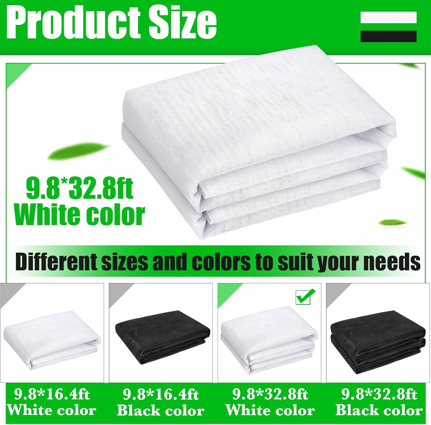 9.8 x 32.8ft Thicker Garden Mesh Netting,Ultra Fine Plant Row Covers,PPT Nano Mosquito Netting Screen Bird Barrier Net for Outdoor Vegetable Plants Fruits Flowers,Patios Balconies,33% Shading Rate