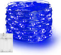 Dazzle Bright Fairy Lights Battery Operated, 20 FT 60 LED Silver Wire Waterproof Battery Operated String Lights, Christmas Decorations for Indoor Outdoor Bedroom Yard Decor, Blue