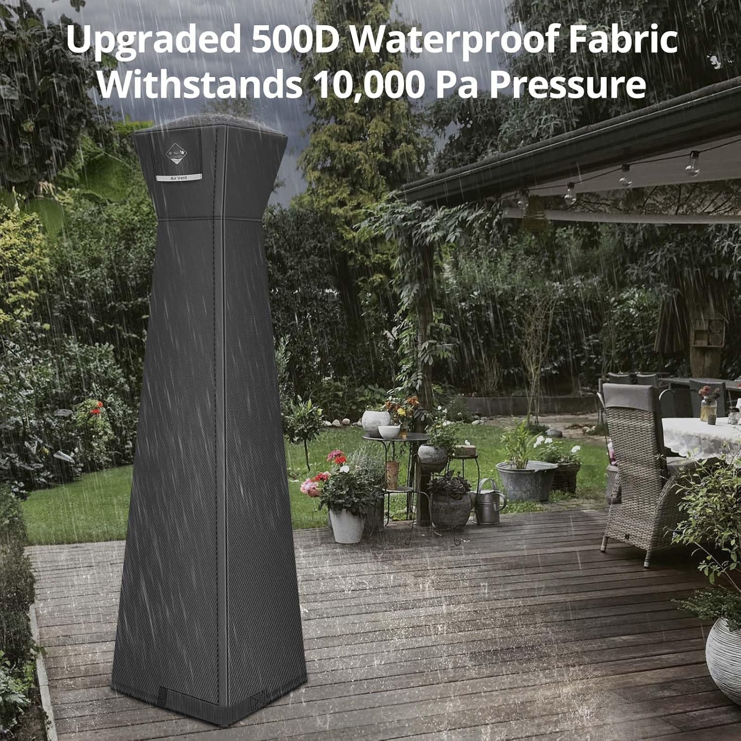 QH.HOME Winter Pyramid Heater Covers, [2025 Upgraded Tear-Resistant Fabric] Waterproof with Robust Zipper ,Dustproof/Wind/Sunlight/Snow-Resistant, 90"H x 23"D x 23"B, Black