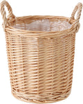 Handwoven Wicker Planter Basket with Waterproof Liner – Natural Yellow Decorative Flower Pot Holder for Indoor Use - Small Size (Inner Top Ø 7", Inner Height 5.9")