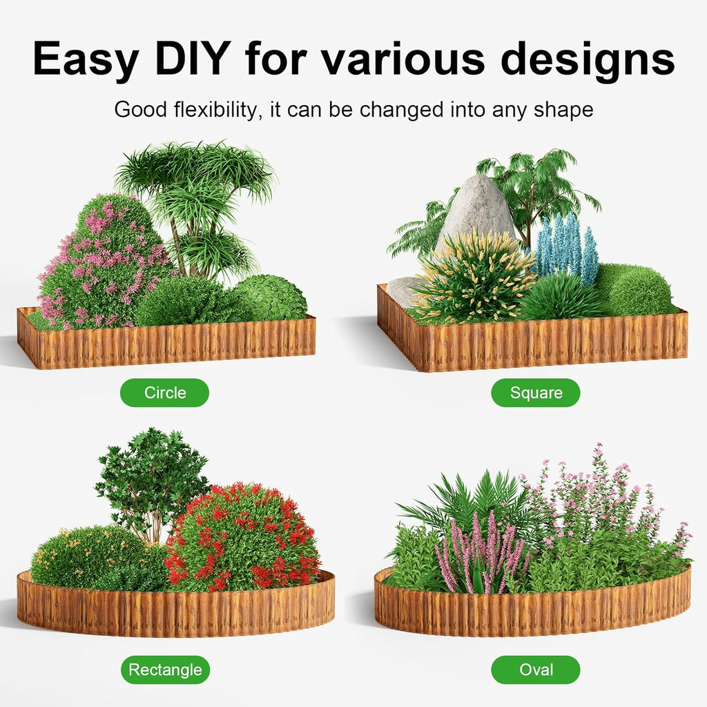 Land Guard Corrugated Garden Edging Border, 12" × 100' Landscape Paver Edging, Tall Landscape Edging, Fence for Garden, Flower Bed, Lawn and Landscape Edging (Rusty)