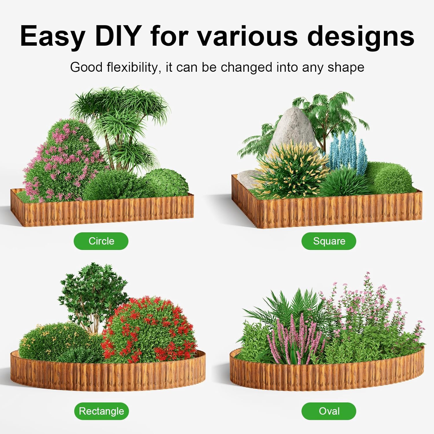 Land Guard Corrugated Garden Edging Border, 12" × 100' Landscape Paver Edging, Tall Landscape Edging, Fence for Garden, Flower Bed, Lawn and Landscape Edging (Rusty)