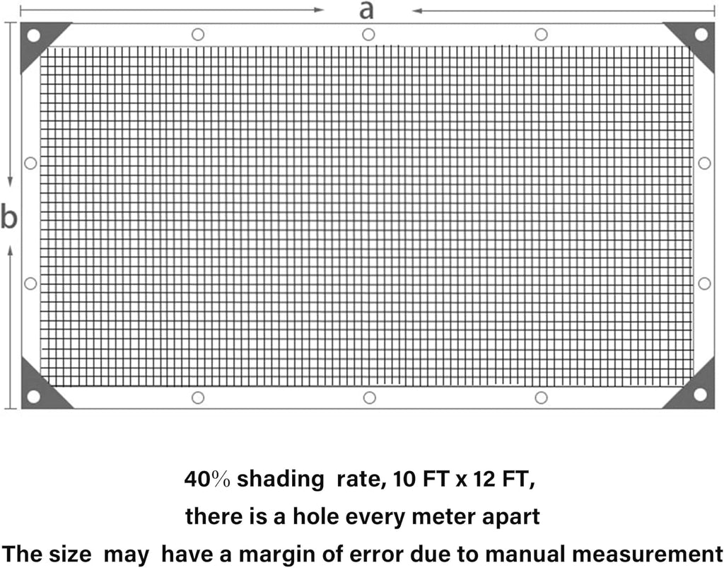 winemana 40% Black Shade Cloth, 10 x 12 FT Durable Mesh Tarp with Grommets, Resistant Garden Sun Shade Netting, Shading Antifreezing for Pergola, Greenhouse, Plants Growing, Chicken Coop