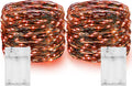 Dazzle Bright Fairy String Lights, Total 40FT 120LED Copper Wire Battery Operated Waterproof Lights, Halloween Decorations for Indoor Home Outdoor Garden Patio Yard Party Decor (Orange, 2)